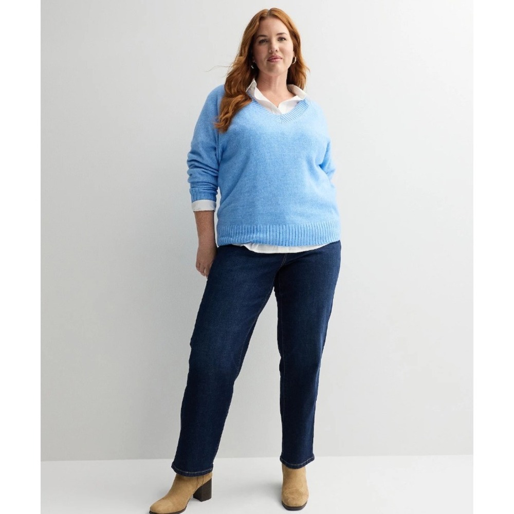 Sonoma V-Neck Sweater Womens 3X Blue Marled Knit Raglan Pullover Preppy